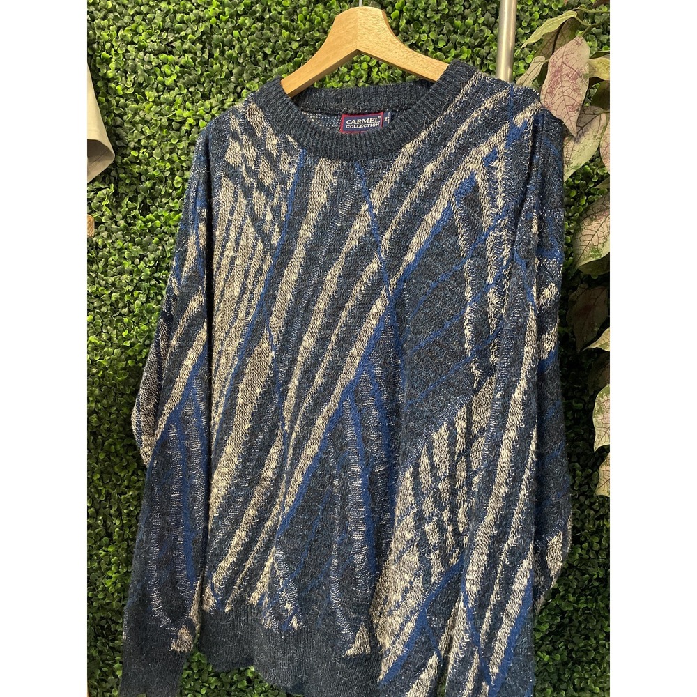 vtg CARMEL COLLECTION KNIT Sweater M 90s vintage abstract funky casual classic
